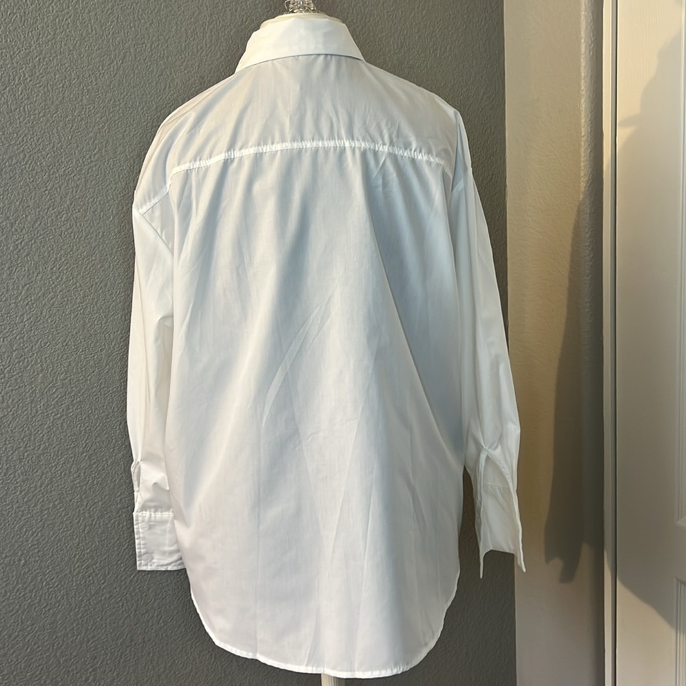 White Long Sleeve Button-Up Shirt with Crochet Embroidery Maija by SHEIN Size XS - Picture 7 of 10